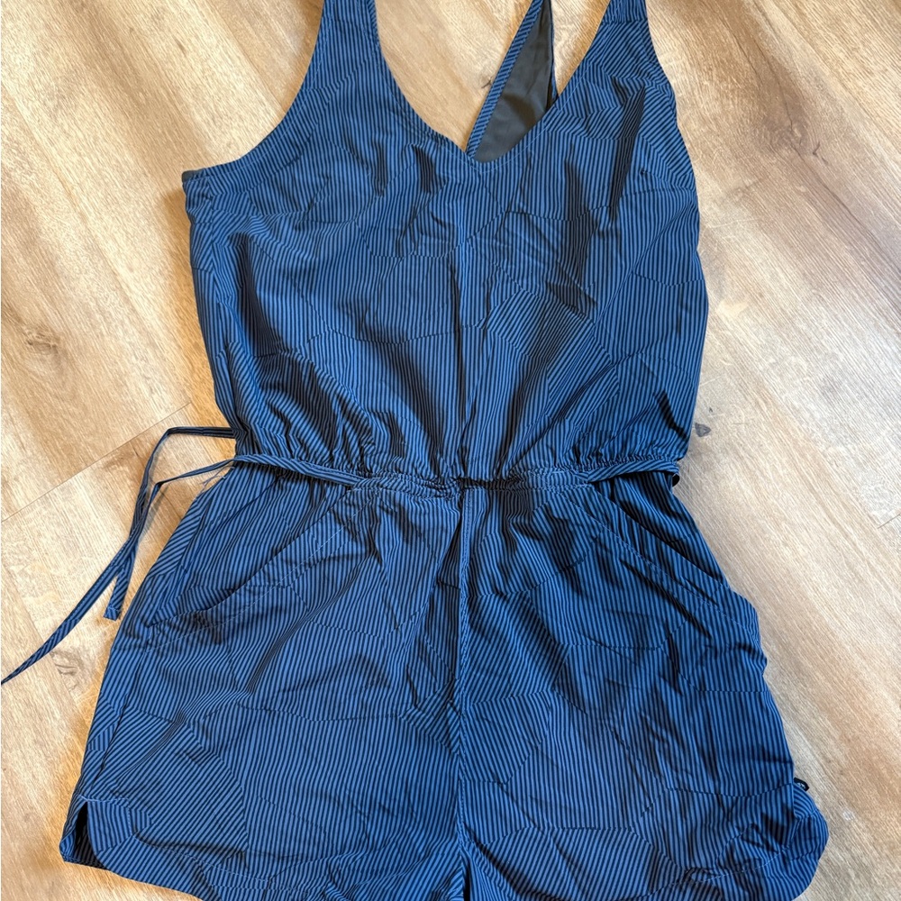 Striped Blue Sleeveless Romper